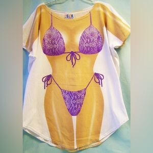 New plus size bikini cover-up nightshirt Halloween costume purple snakeskin